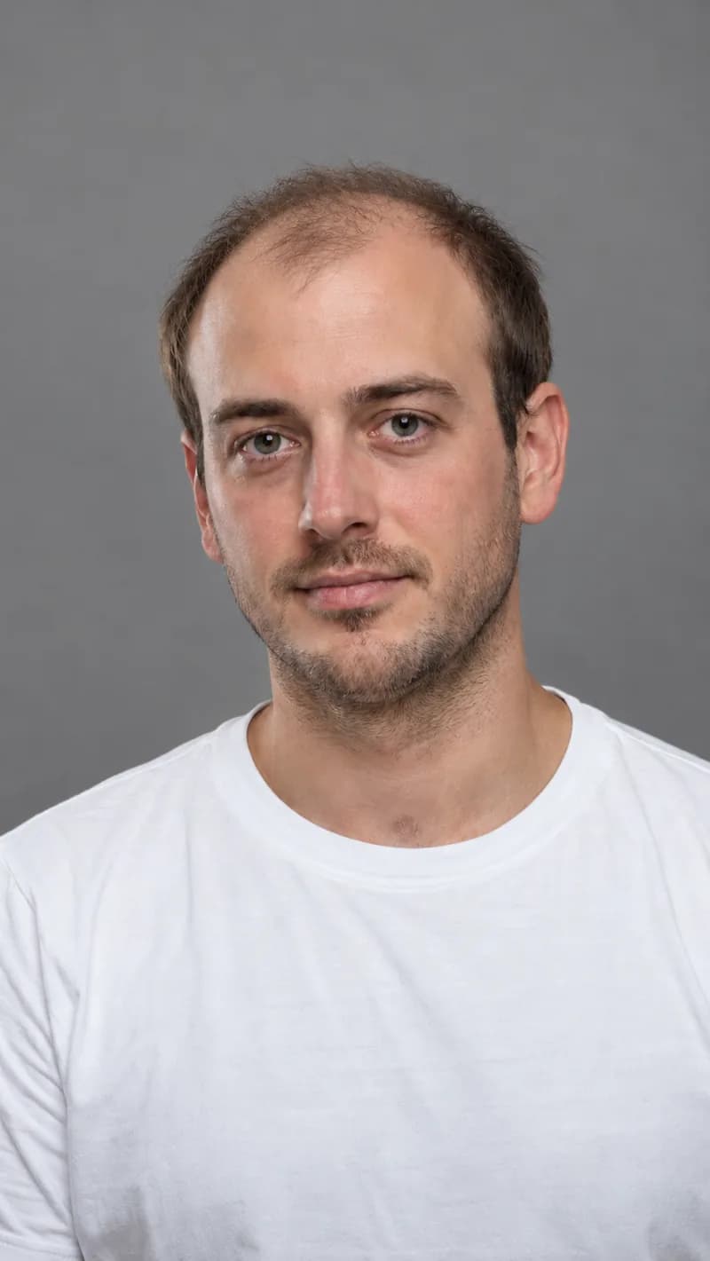 Man with a receding hairline before a BaldLooks preview