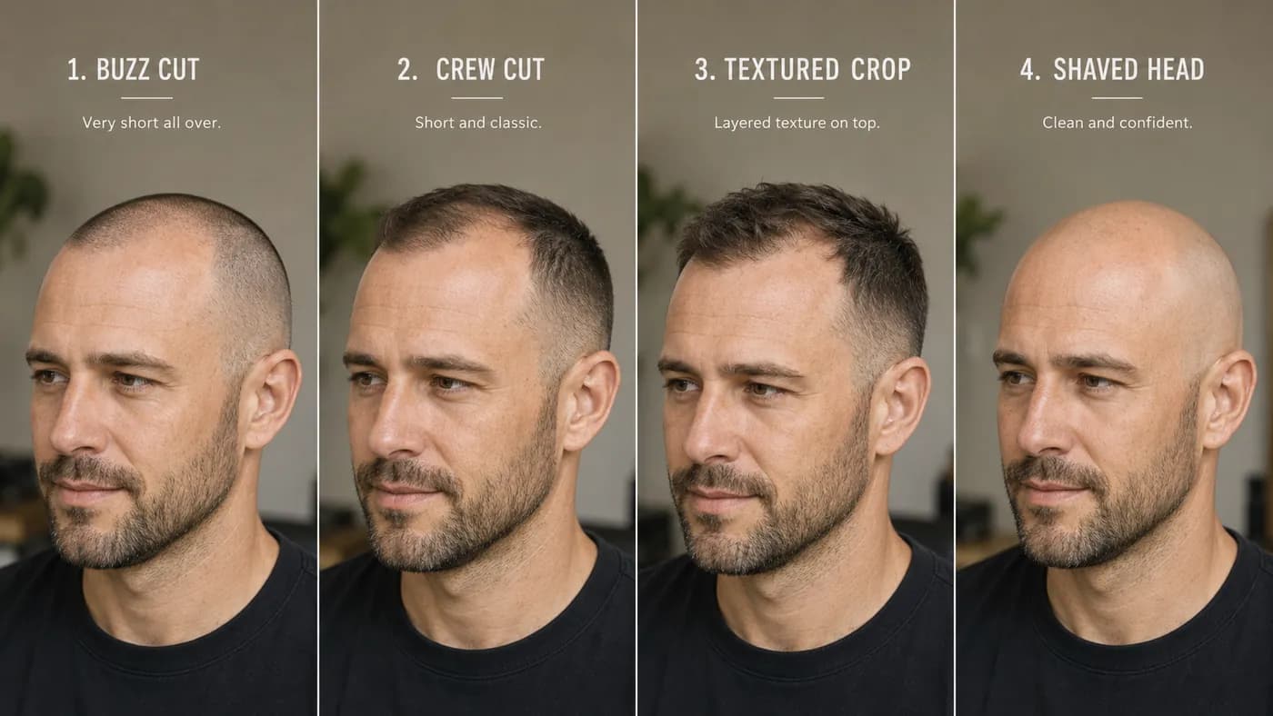 Examples of short haircut options for a receding hairline