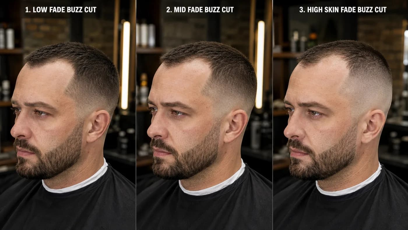 Low fade, mid fade, and high skin fade on the same receding hairline