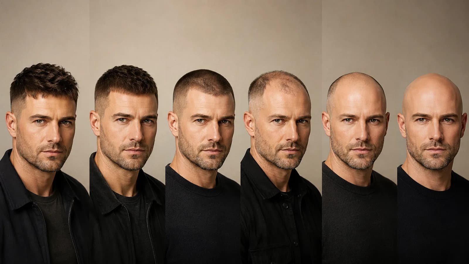 Stage-by-stage hairstyle overview for balding men