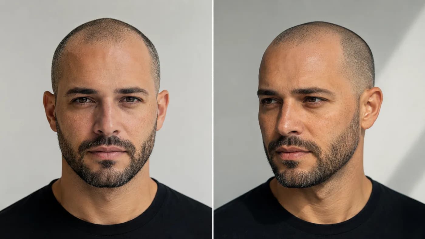 Norwood 5 #1 buzz cut and #0 clipper-close buzz comparison