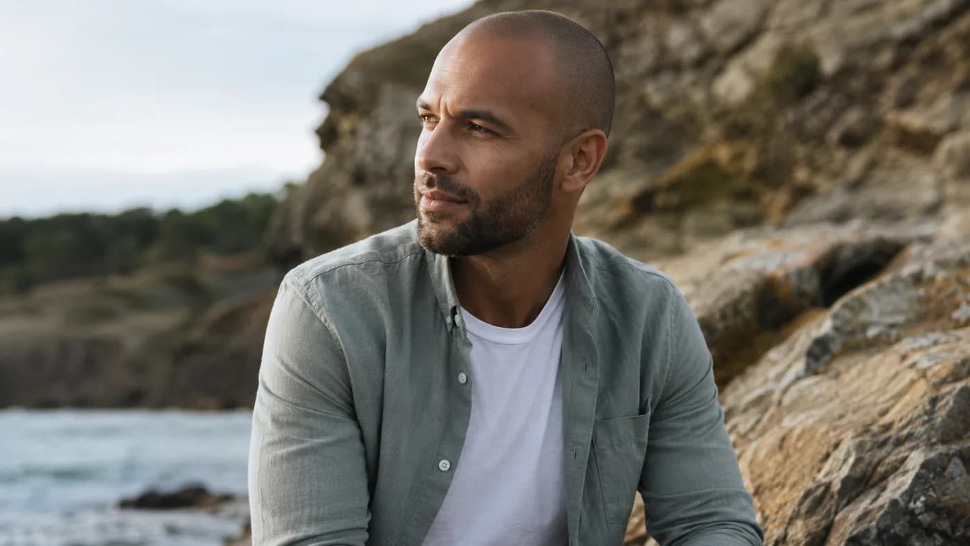 Man looking relaxed after choosing a shorter haircut direction