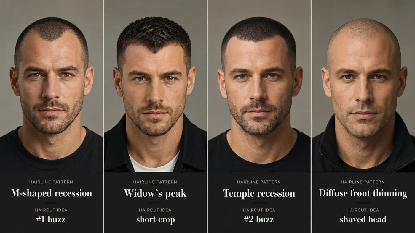 Haircut ideas matched to different receding hairline patterns