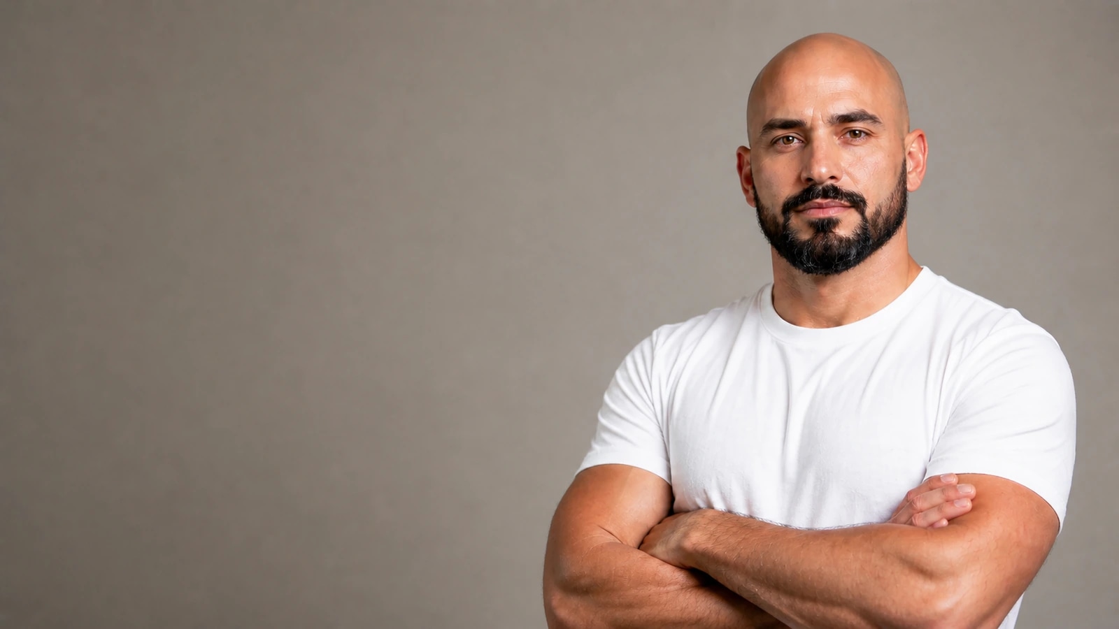 Bald head and beard balance shown from multiple angles