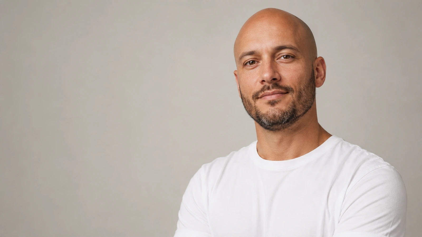 Bald preview with shorter facial hair for patchy beard growth