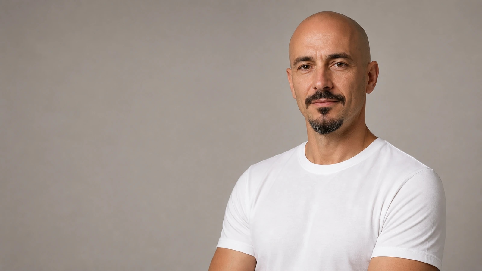 Bald head with Van Dyke beard styling option