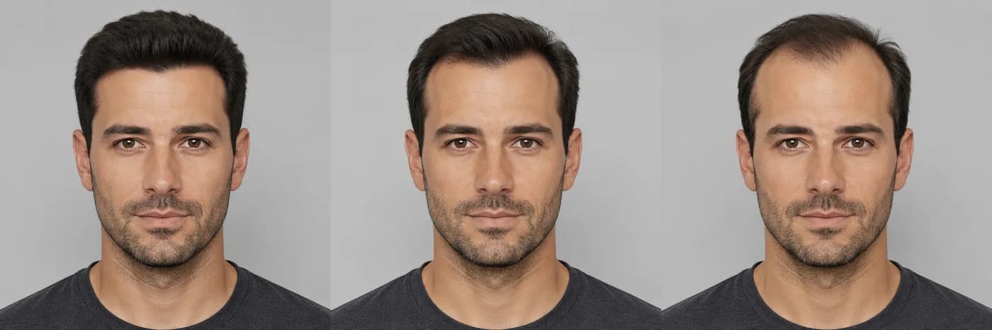 Comparison of naturally high, mature, and receding hairlines