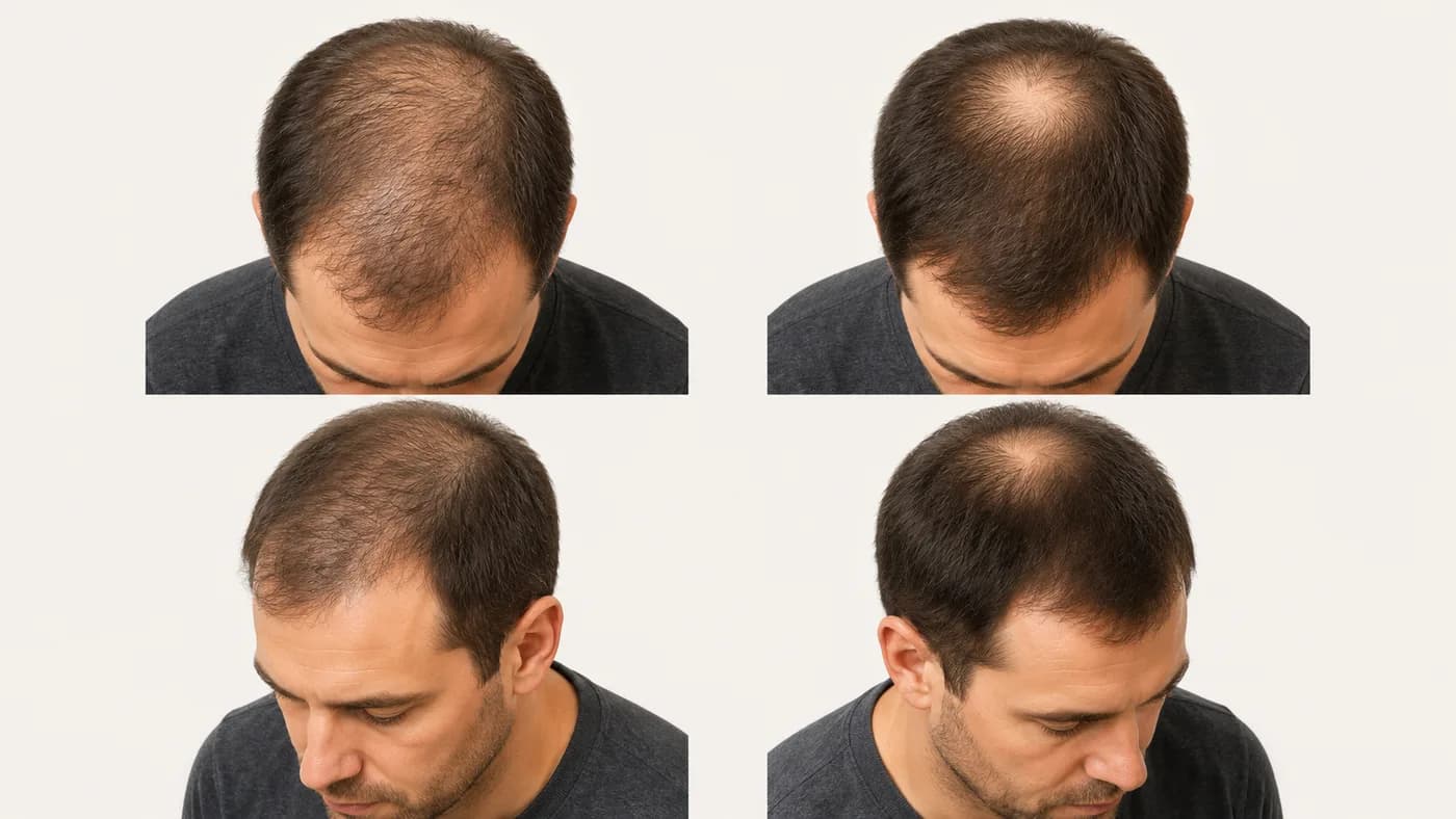 Diffuse thinning compared with a localized crown bald spot