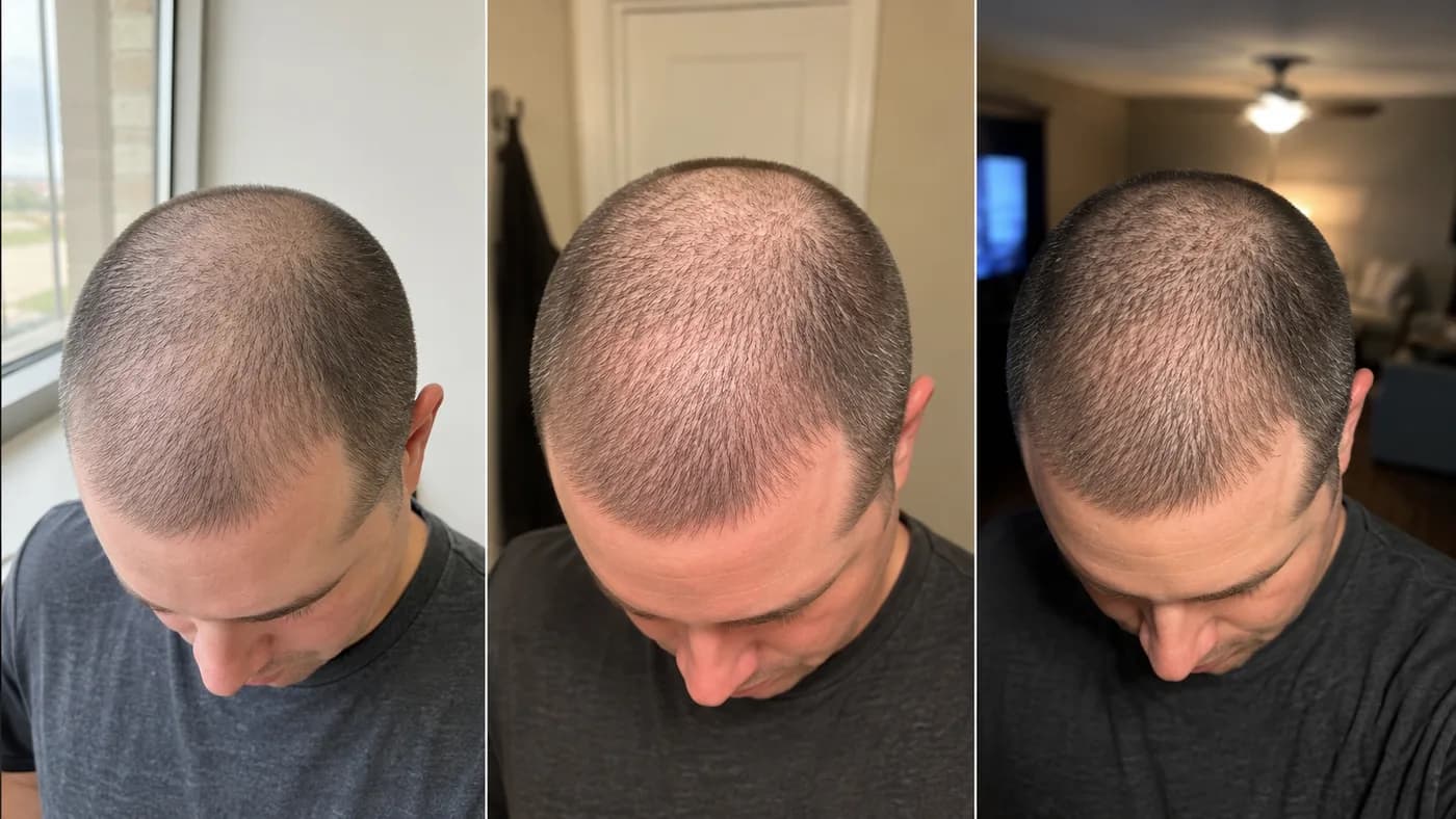 How lighting changes scalp visibility with a diffuse-thinning buzz cut